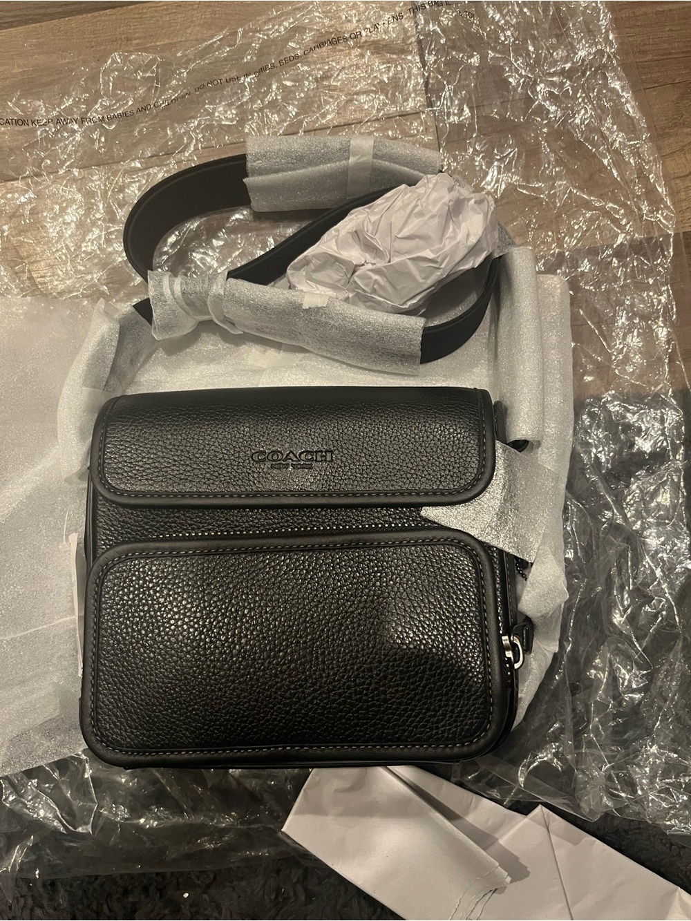Coach Black Pebbled Leather Crossbody Messenger